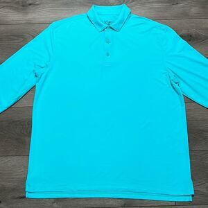 IBKUL Long Sleeve‎ Blue Performance Golf Polo Size XL